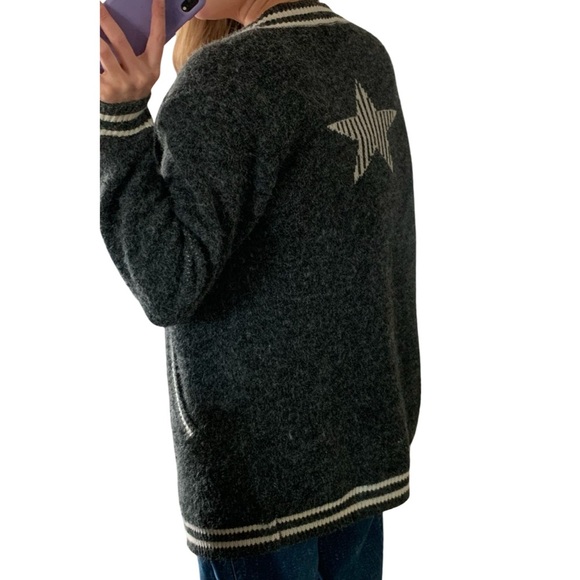 💙 ACADEMIA Style Grey and White Varsity Cardigan - Picture 2 of 2